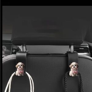 2PCS Cute Puppy Car Seat Headrest Hooks
